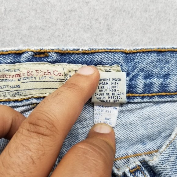 Vintage Abercrombie Fitch Jeans Mens 30x30 Blue Denim Tapered Cotton Zip FlyVint - Picture 10 of 11